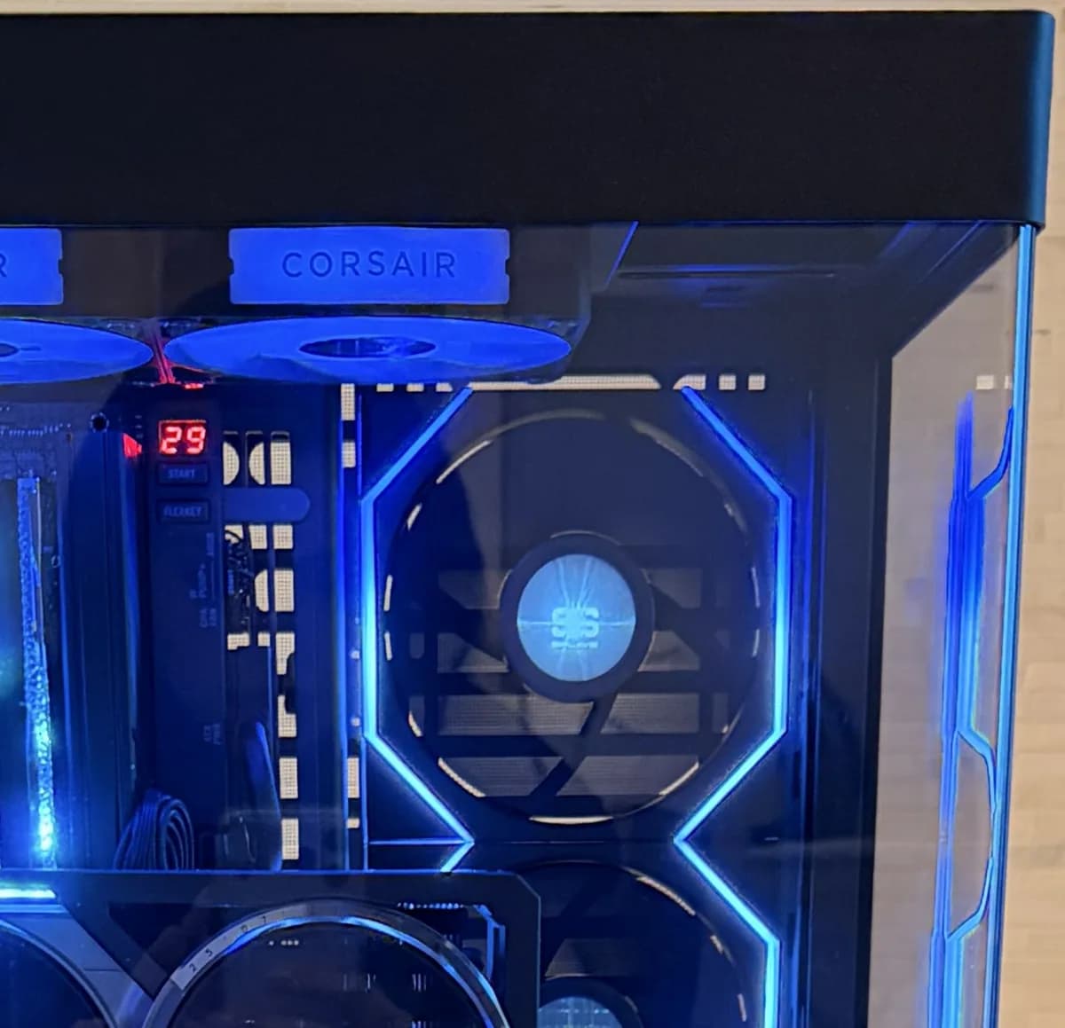 ASUS ROG motherboard detail inside the Moncada Edition build