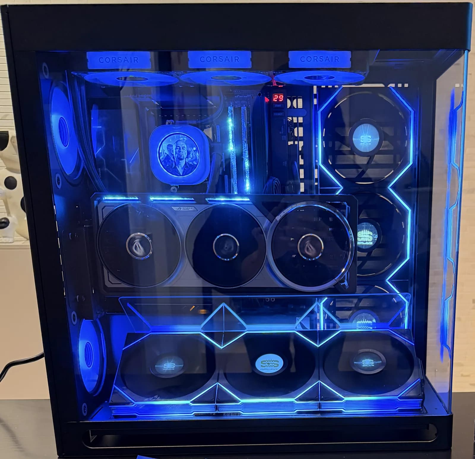 360mm AIO cooler with Splave gold emblem on pump