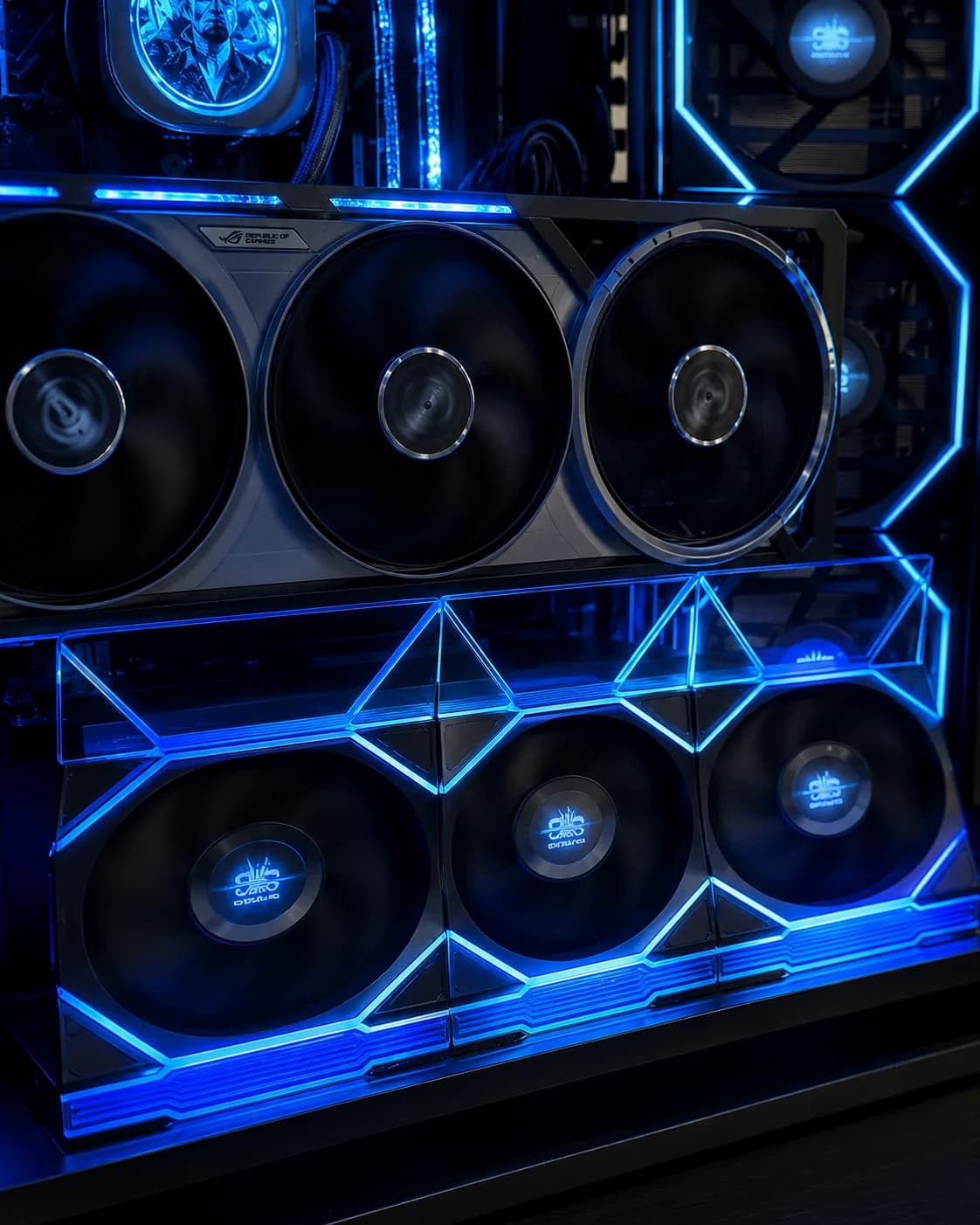 360mm AIO cooler with Splave gold emblem on pump